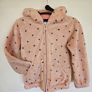 Hanna Andersson Pink Fleece Polka Dot Hoodie Full Zip Size 130 Medium (8)